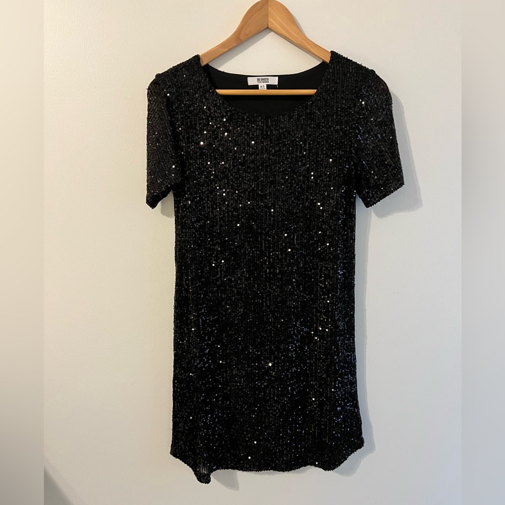 BB Dakota Black Gold Sequin Mini Dress